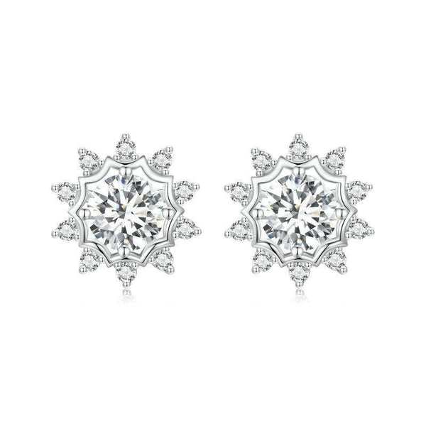 S925 Sterling Silver Plated With White Gold Shining Moissanite Earrings(MSE048)
