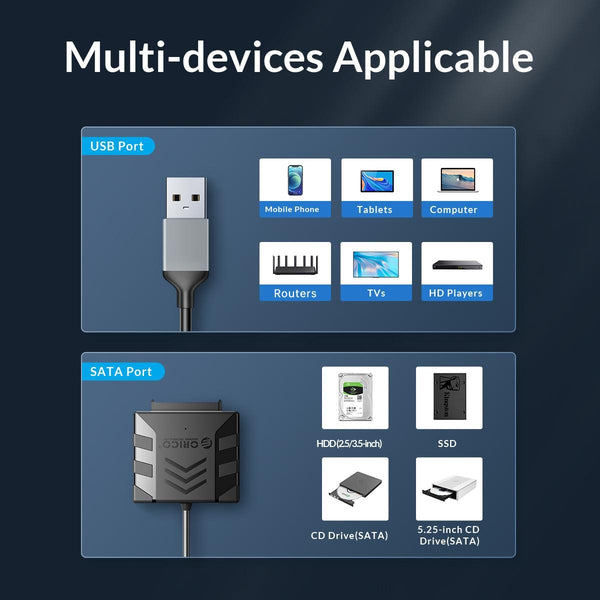 ORICO UTS1 USB 3.0 2.5-inch SATA HDD Adapter with 12V 2A Power Adapter, Cable Length:0.3m(AU Plug)