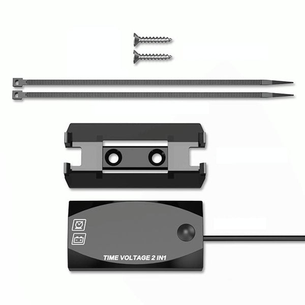 Motorcycle Multi-functional 2 in 1 Digital Display Voltmeter + Electronic Clock, 6-30V IP67 (Red Light)