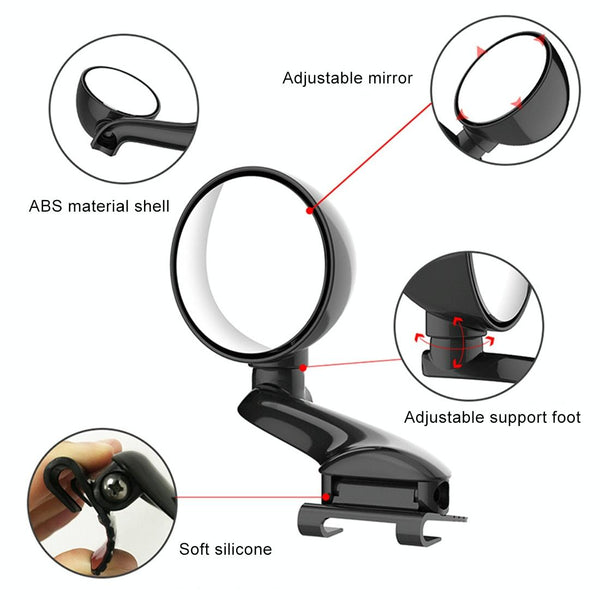 3R-094 Auxiliary Rear View Mirror Car Adjustable Blind Spot Mirror Wide Angle Auxiliary Rear View Side Mirror for Left Mirror(Black)