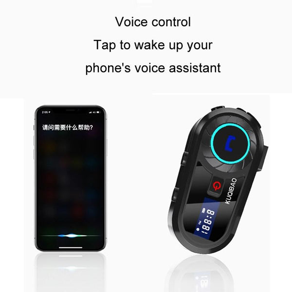 KUQIBAO Motorcycle Helmet Waterproof Bluetooth Headset With Screen(Soft Microphone)