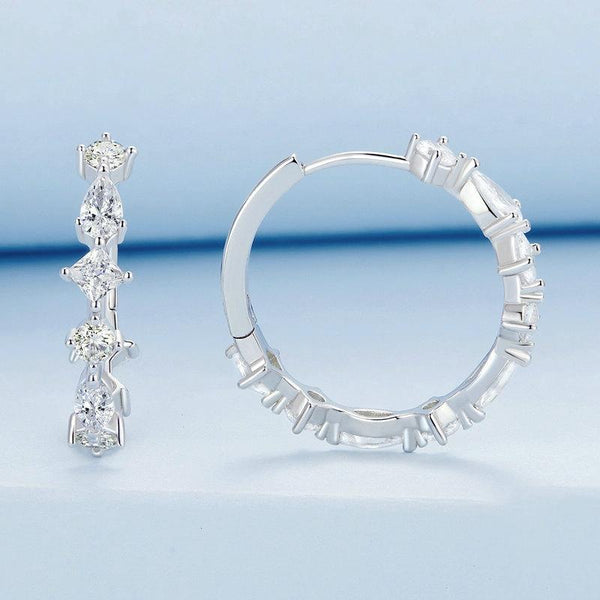 BSE769 Sterling Silver S925 Platinum-plated Zircon Sparkling Earrings