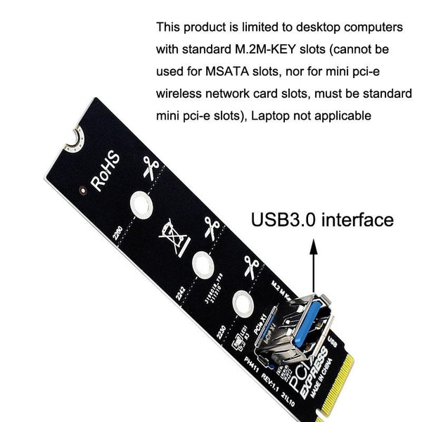 5pcs NGFF M.2 Rotor PCI-E Channel USB3.0 Transfer Card Graphics Extension Transfer(Black)