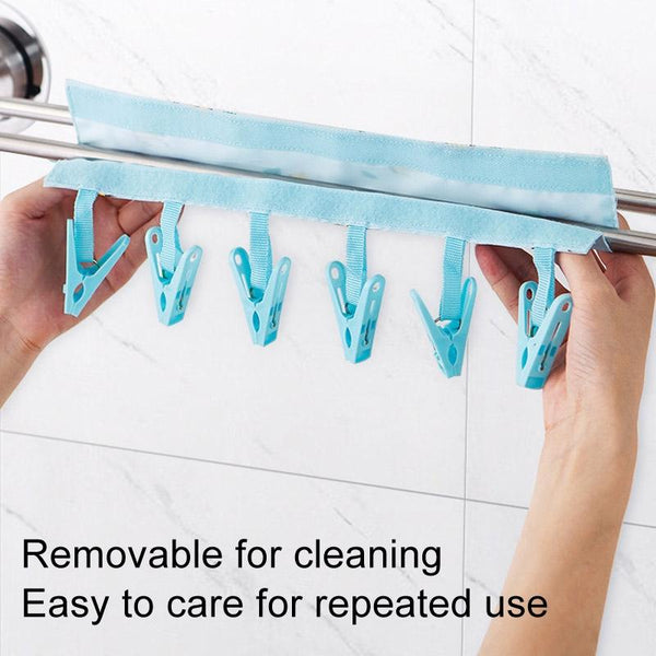 Multi Clip Portable Fabric Clothes Hanger Multifunctional Folding Fabric Clothes Clip Hangers, Color: Blue