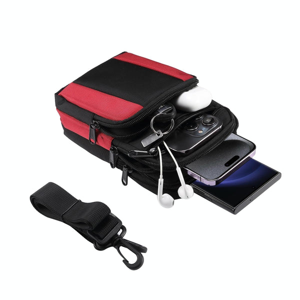 Multifunctional Casual Crossbody Mobile Phone Storage Waist Bag(Red + Black)