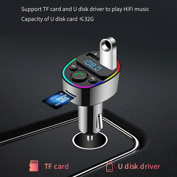 Car Bluetooth MP3 Player Audio FM Transmitter with Ambient Light