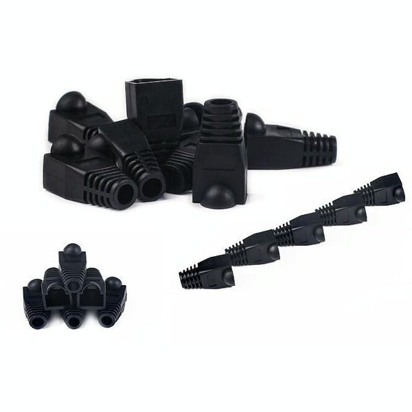 Network Cable Boots Cap Cover for RJ45, Black (100 pcs in one packaging , the price is for 100 pcs)(Black)