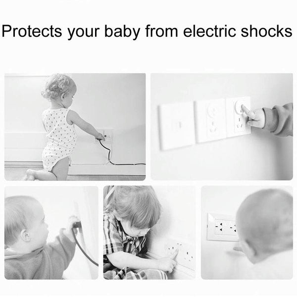 UK 3-Hole Baby Socket Protection Cover, Style: Round Thin White