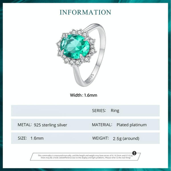 BSR448-6 S925 Sterling Silver White Gold Plated Large Main Stone Ring Hand Decoration