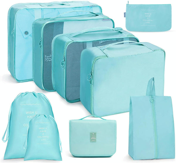 9 In 1 Toiletry Bag Travel Storage Bag Set Folding Storage Bag(Bright Blue)