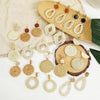 E2002-12 Ear Hook Deep Cake Bamboo Vine Handmade Woven Earrings Bosomia Style Earrings