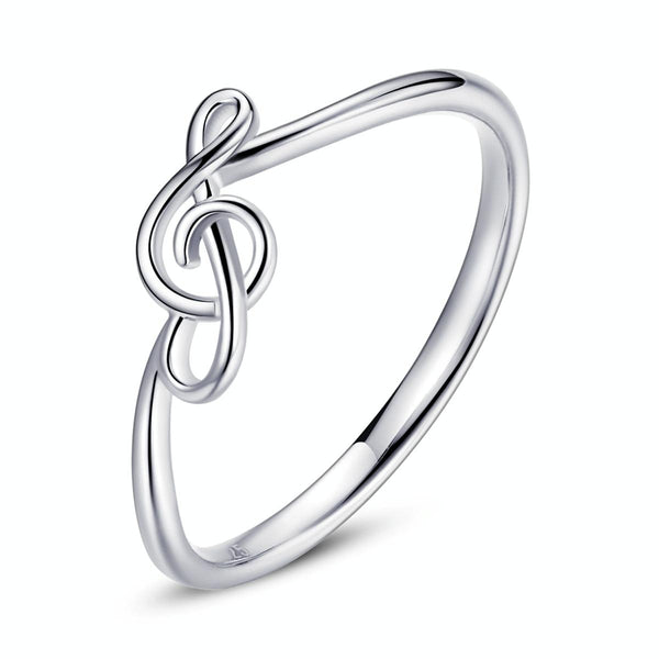 S925 Sterling Silver Musical Note Women Ring, Size:7