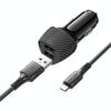 BOROFONE BZ31A Solid Dual-port USB Car Charger Set with USB to Micro USB Cable(Black)