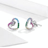 Rainbow Earrings Sterling Silver S925 Heart-shaped Zircon Girls Accessories