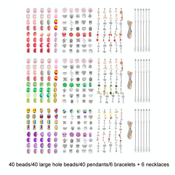 132pcs/sets Pink+Red Children DIY Beaded Bracelet Double Layer Jewelry Box Set