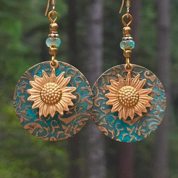 Vintage Bohemian Two Layer Sunflower Vintage Earrings(EA584)