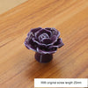 41mm Rose Shape Modern Literary Color Glazed Ceramic Cabinet Drawer Handle(Purple)