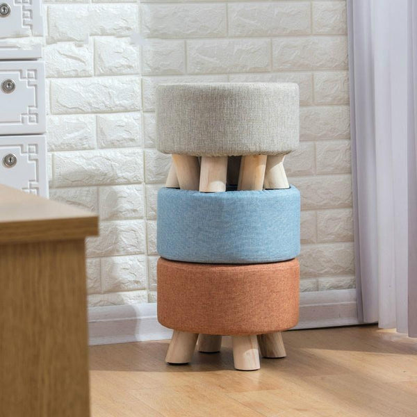 Fashion Creative Small Stool Living Room Home Solid Wood Small Chair(Grey)