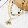 Angel Eyes Pendant Layered Necklace, Model: N2210-3 Double-layer Color Eyes