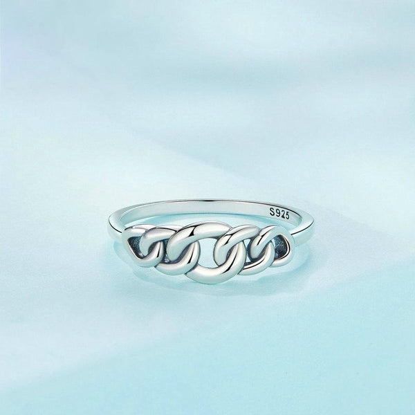 SCR891 Sterling Silver S925 Hollow Circle Chain Ring(No.7)