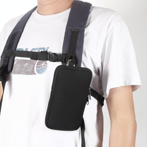 For 7.2 inch Universal Elastic Material Zipper Waist Bag(Black)