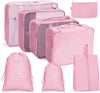 8 In 1 Beam Mouth Travel Storage Bag Set Folding Storage Bag(Pink)