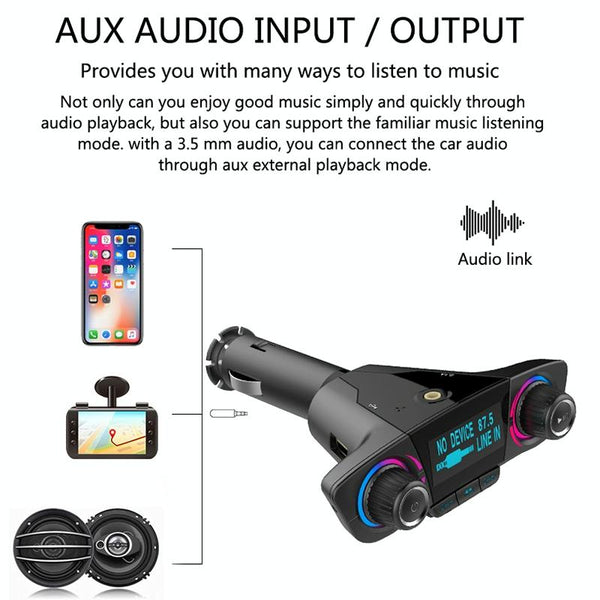 BT06 Dual USB Charging Smart Bluetooth 4.0 + EDR FM Transmitter MP3 Music Player Car Kit with 1.3 inch LED Screen, Support Bluetooth Call, TF Card & U Disk