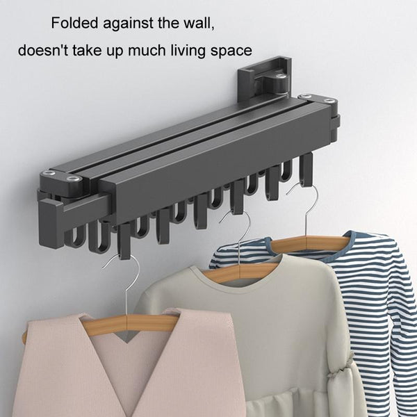 Foldable Invisible Clothes Drying Rack Hole-Free Expandable Corner Metal Convenient Drying Rod For Balcony, Specification: 3 Fold Gray