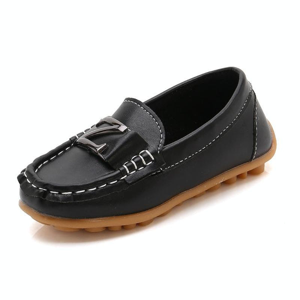 DKF-282 Lightweight Non-slip Dance Bean Shoes Children Leather Shoes, Size: 28(Black)