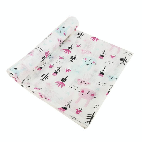 Cartoon Baby Soft Gauze Quilt Swaddle Cotton Bath Towel 117 X 117cm, Style: Pink Bunny