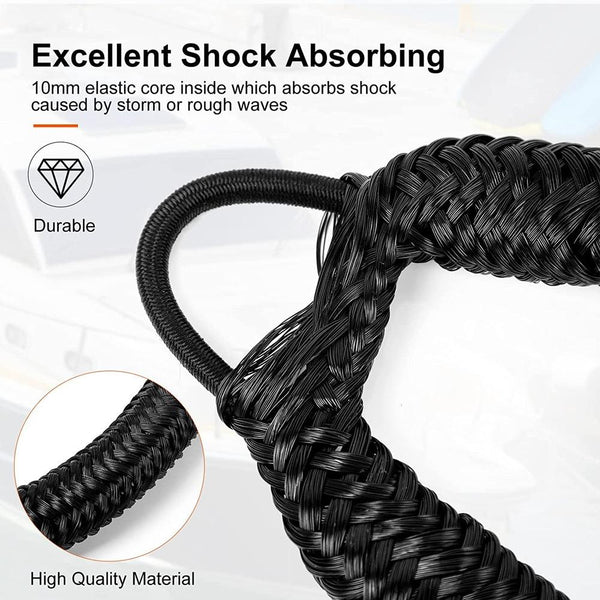 Pier Stainless Steel Clamp Boat Rope Accessories PWC Built-In Buffer Kayak Mooring Cable(Black)