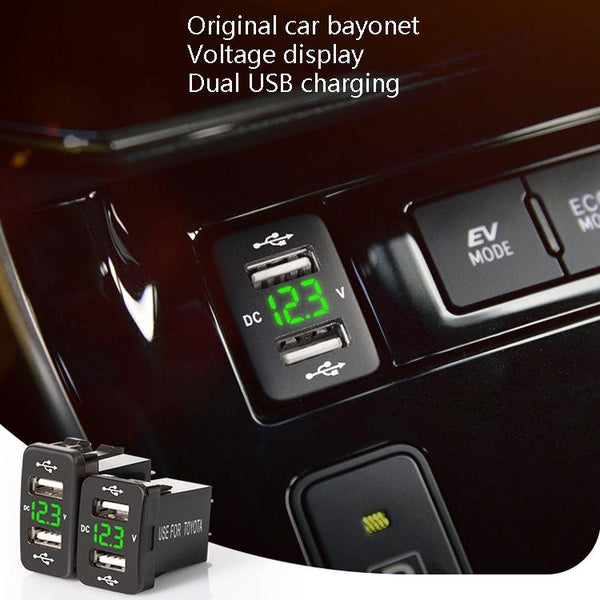 Car Charger Original Hole Non-Destructive Modification Of Dual Usb Car Charger With Line Suitable For Toyota(FTWU Blue Light)
