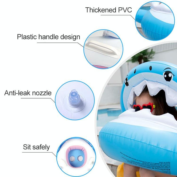 PVC Inflatable Childrens Swimming Ring Play Water Toys Inflatable Shark Shade Seat, Size:95 x 78 x 70cm