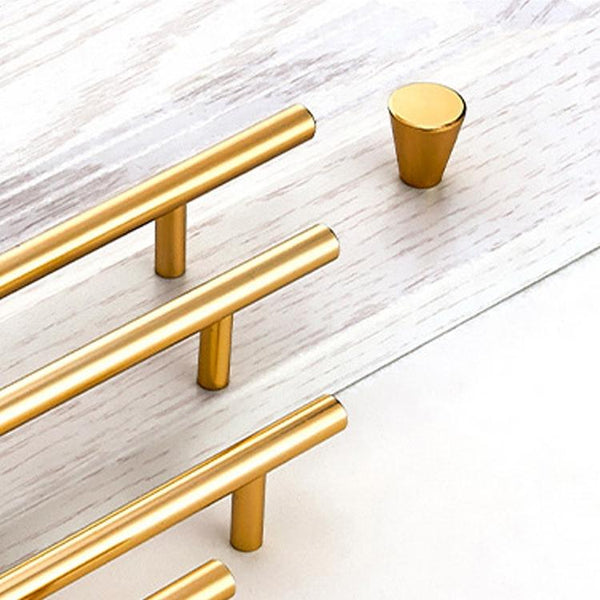 9001 Simple Furniture Cabinet Handle Aluminum Profile Round Handle (Gold)