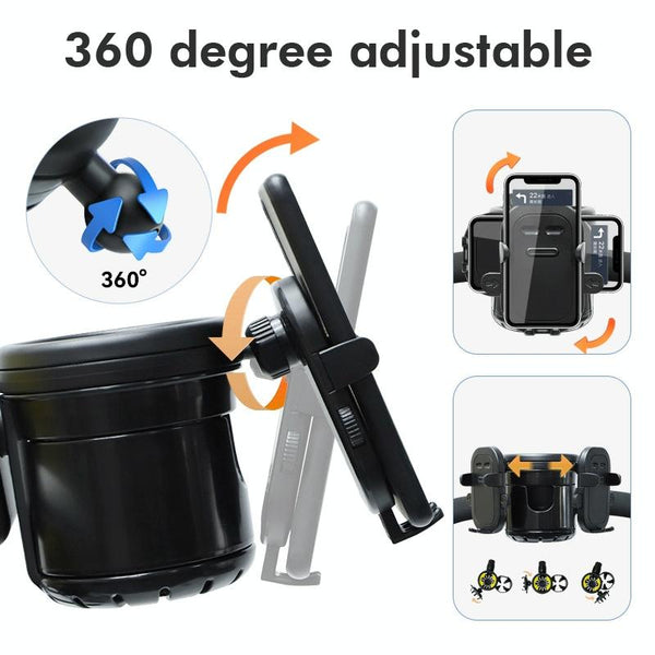 3 IN 1 Universal Baby Stroller Mobile Phone Cup Holder Motorcycle Water Cup Holder(Black)
