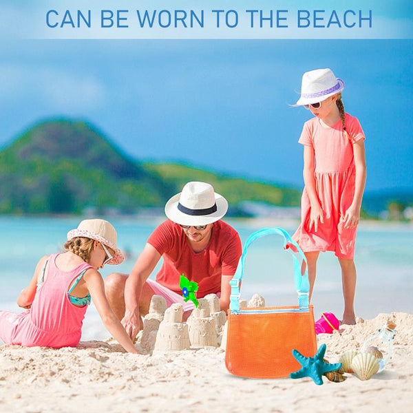 Children Shell Collection Bag Beach Toys Organizer Storage Bag(Orange Light Gray)