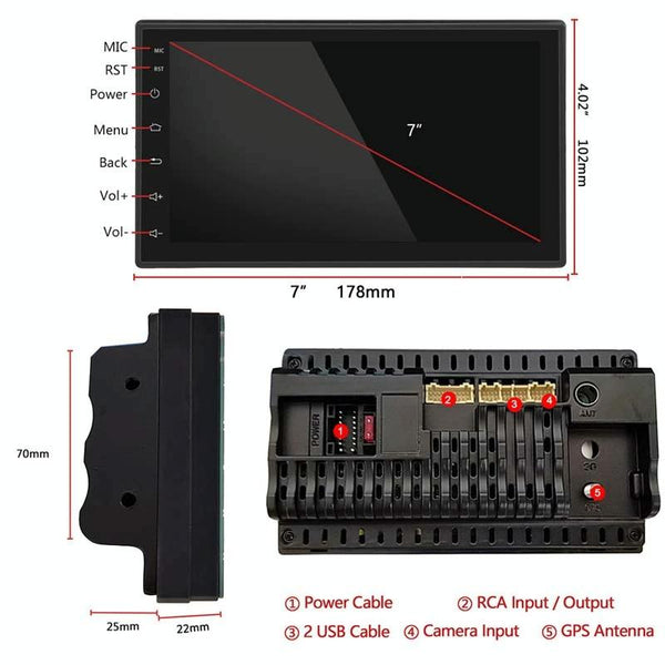 A2222KT 7 Inch Android Navigation WiFi Version 1+32G GPS Bluetooth 2.5D Screen Car Central Control MP5 Player, Style: Standard+12Lights Camera