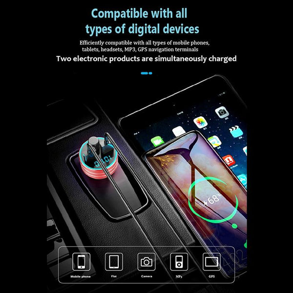 C1 Multifunctional Car Dual USB Charger MP3 Music Player Bluetooth FM Transmitter (Black)