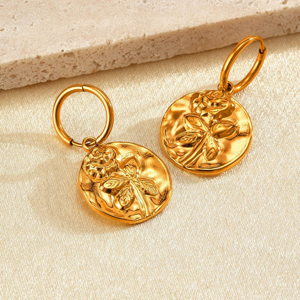 OPK GE915 1pair Stainless Steel Rose Shape Earrings