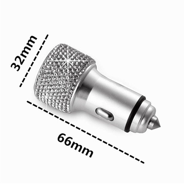 Car Diamond Aluminium Alloy QC3.0 Dual USB Quick Charger(Colour)