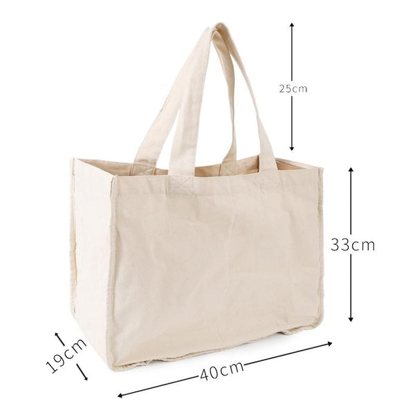 NIEN Compartmentalized Shopping Bag Fruit and Vegetable Handle Canvas Bag, Style: Pure Cotton