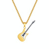 OPK 1989 Personality Stainless Steel Guitar Pendant Titanium Steel Necklace, Color: Gold Pendant+0.3x55cm Pearl Chain