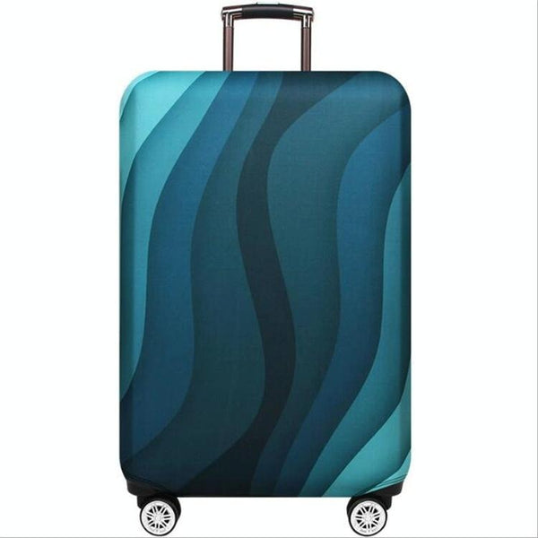 Travel Abrasion-resistant Elastic Luggage Protective Cover Suitcase Dust Covers, Size:22-24 inch(Green Ripple)
