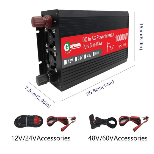 Gurxun HZ1500-10000 Sine Wave 10000W Inverter Power Converter, Specification: 12V To 220V