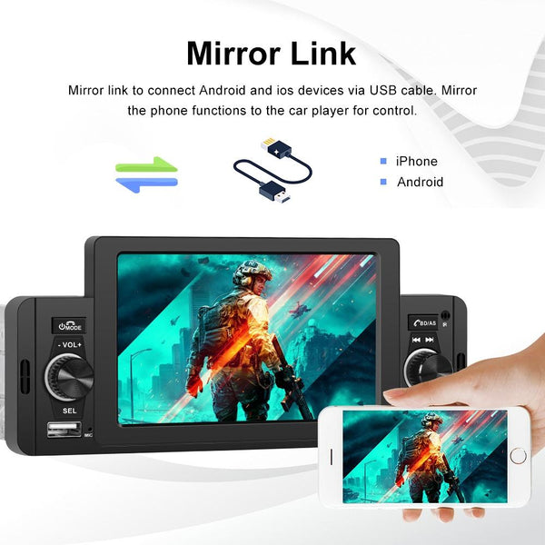 A3107 5 inches Car MP5 Wired CarPlay Universal Bluetooth Player With Microphone, Style: Standard+ 4 Lights Camera