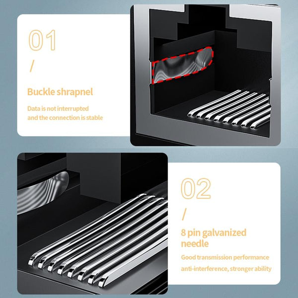 Male RJ45 4 in 1 Gigabit Network Splitter Cable Ethernet Network Coupler