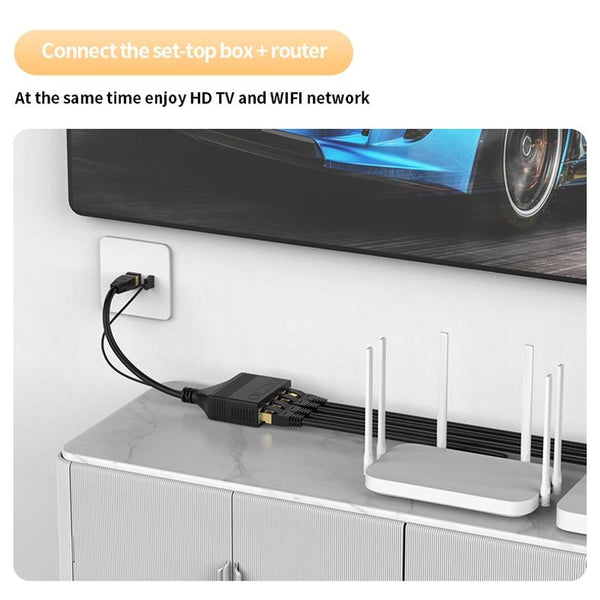 Male RJ45 4 in 1 Gigabit Network Splitter Cable Ethernet Network Coupler