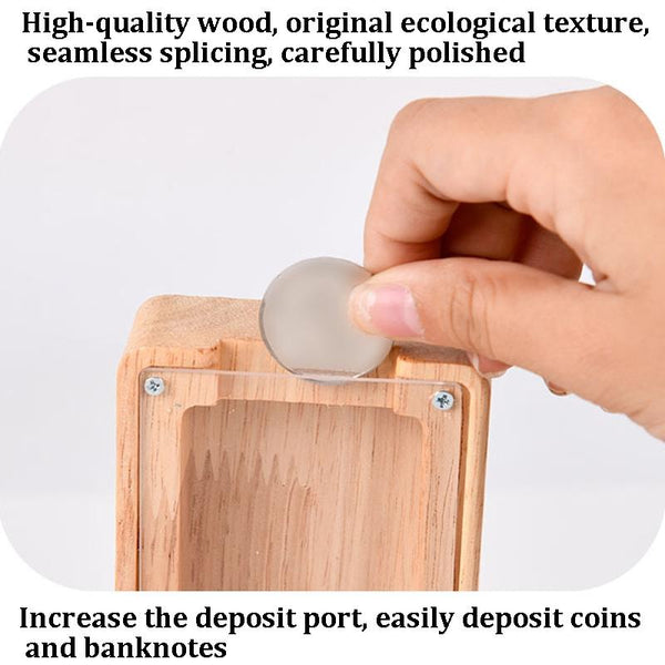 Wooden English Alphabet Piggy Bank Transparent Acrylic Piggy Bank(R)