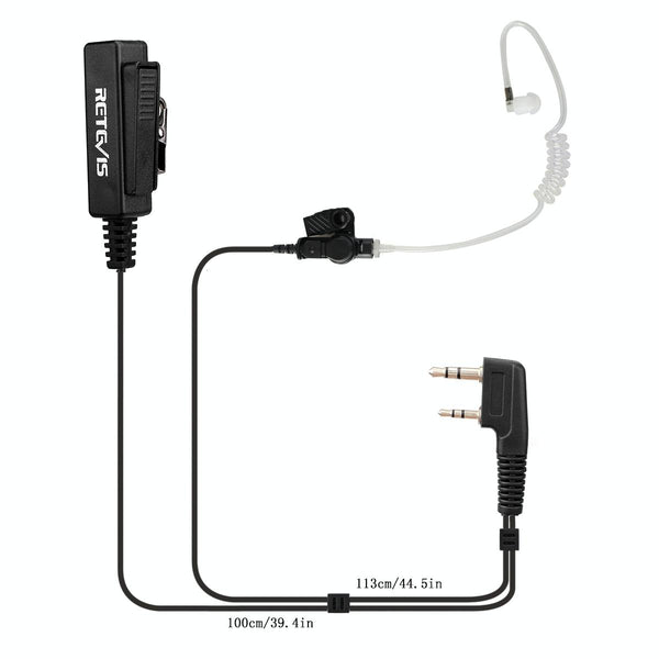 RETEVIS TK 2 Pin Long Clip Air Guide Covert Acoustic Tube Earpiece Speaker Microphone for H-777 / RT-5R / RT-5RV / RT-B6