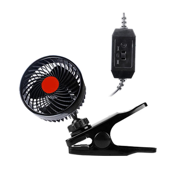 HUXIN HX-T602E 6.5W 4.5inch 360 Degree Adjustable Rotation Clip One Head Low Noise Mini Electric Car Fan with Roller Switch, DC24V